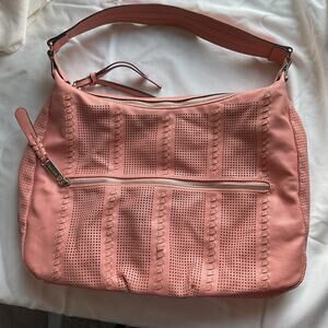 Steve Madden Apricot Bshayy Faux Leather Perforated Whipstitch Shoulder Bag